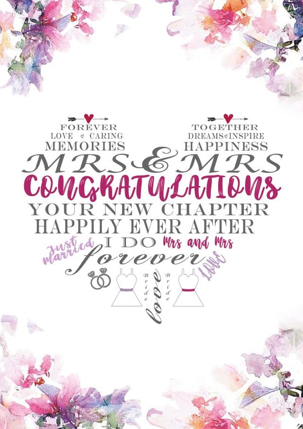 Mrs & Mrs Wedding Card - your new chapter created by rdlinnovation