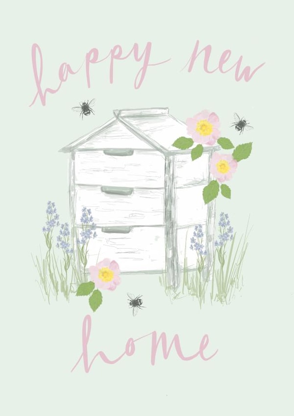 Pretty Beehive New Home Card - Bees - Happy New Home created by Honey & Velvet Studio