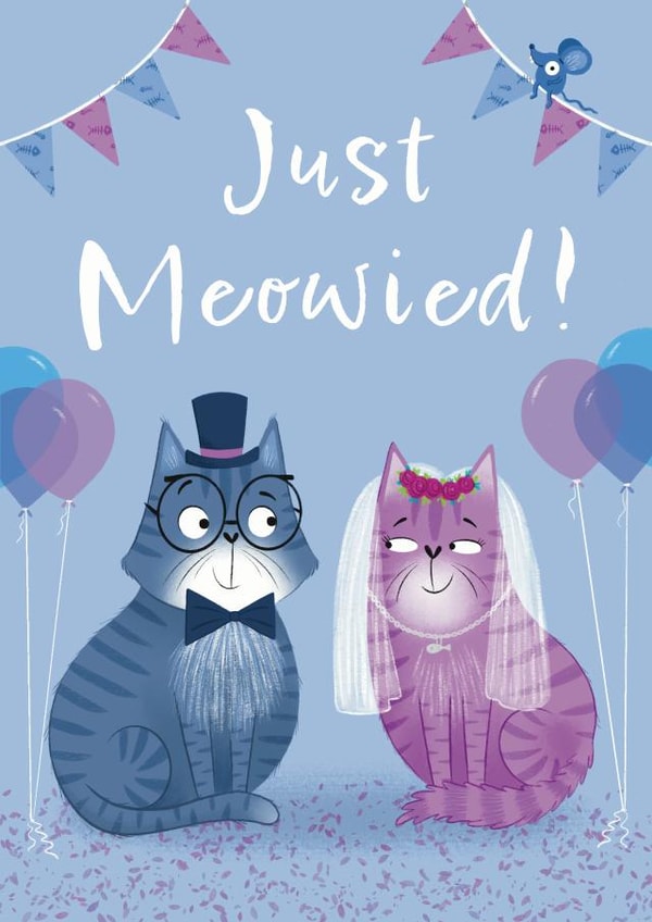 Just Meowied - Cat Pun Wedding Card. created by Hannah Jayne Lewin
