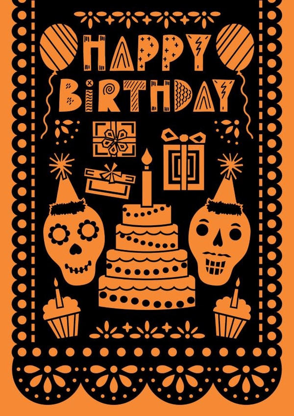 Halloween Skull Birthday Card created by @squiggleinthecity
