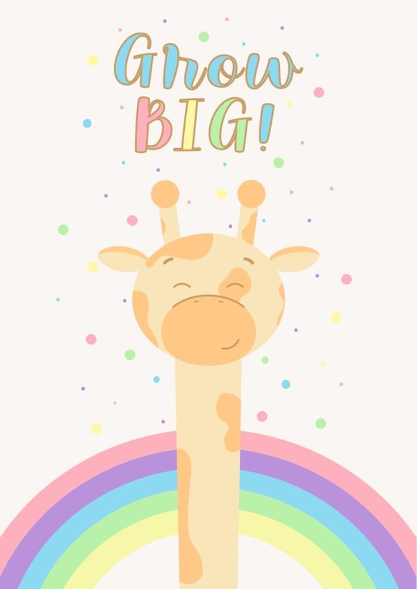 A cute color birthday card for a child to grow big and strong created by da_natasha_art