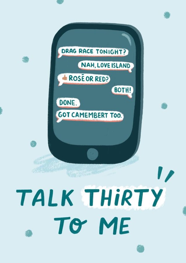 Talk thirty to me 30th birthday card 1001 created by Pilea Press
