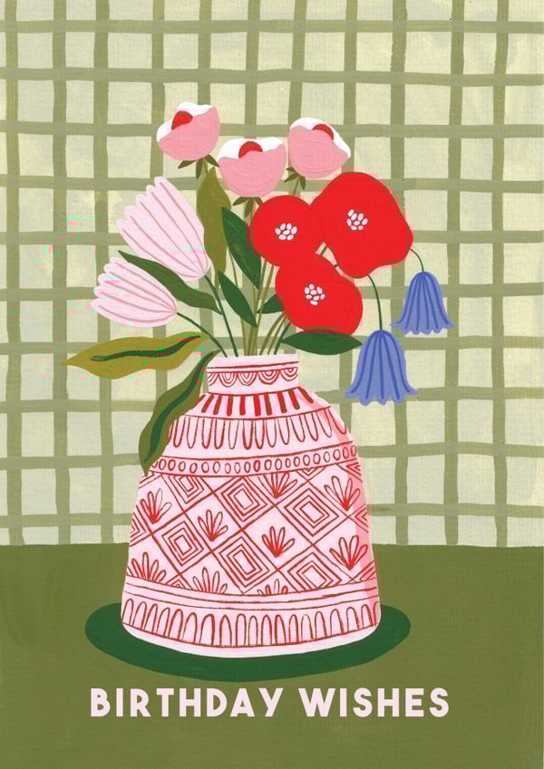 Birthday Wishes, Floral Vase created by Jessica Smith Illustration