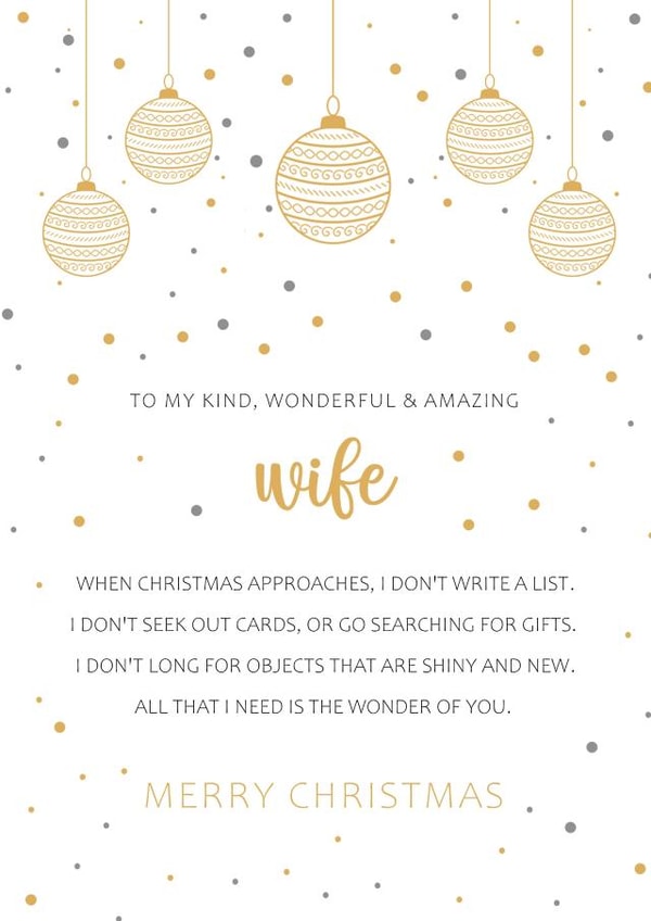 Romantic Christmas card for wife created by PMPrinted