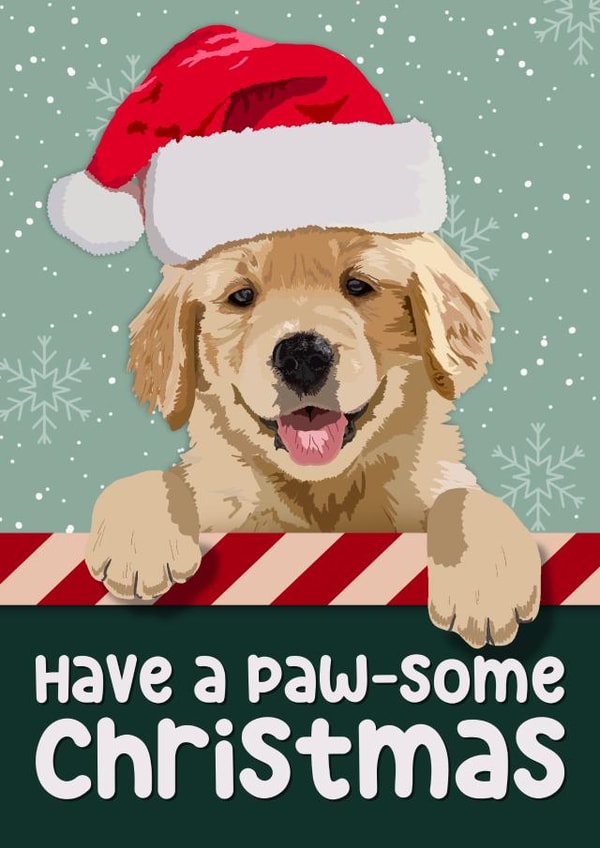 Have a pawsome Christmas Labrador puppy family friends card created by The Girl Next Draw Cards