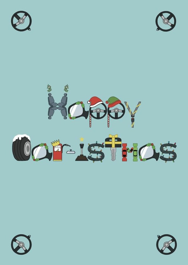 Car Christmas card created by @hairheadsart