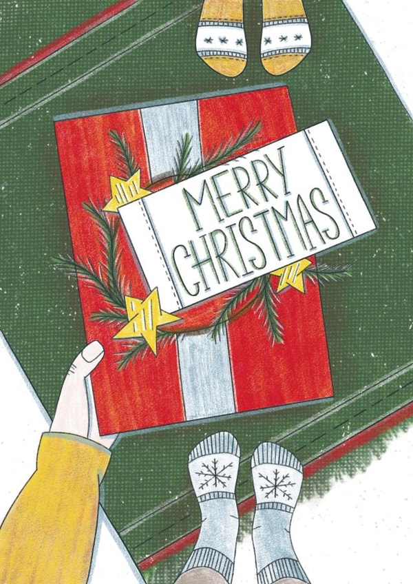 Give gifts and wish you a Merry Christmas! Warm socks and hugs. created by Olga Kru