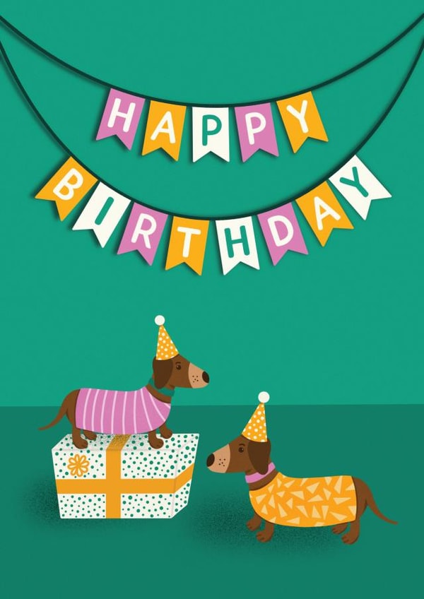 Cute Birthday Card – Sausage Dogs – Birthday Party created by Chloe Tyler