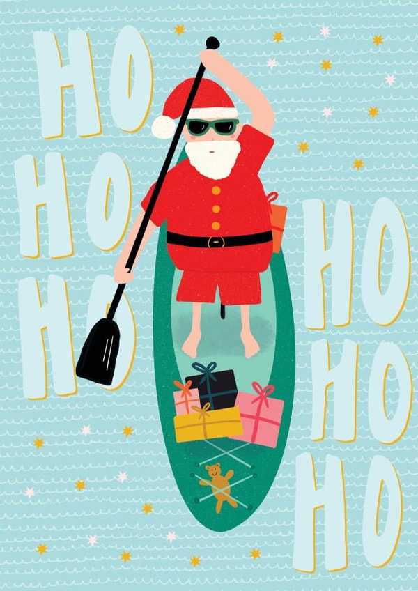 Paddle Boarding Santa Christmas Card created by Sweetlove Press
