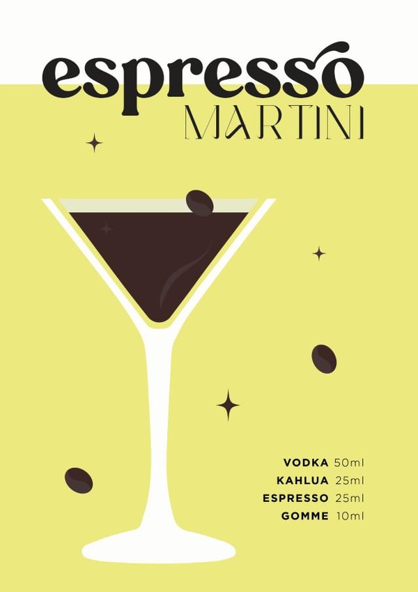 Espresso Martini Recipe Cocktail Card created by vickie moore