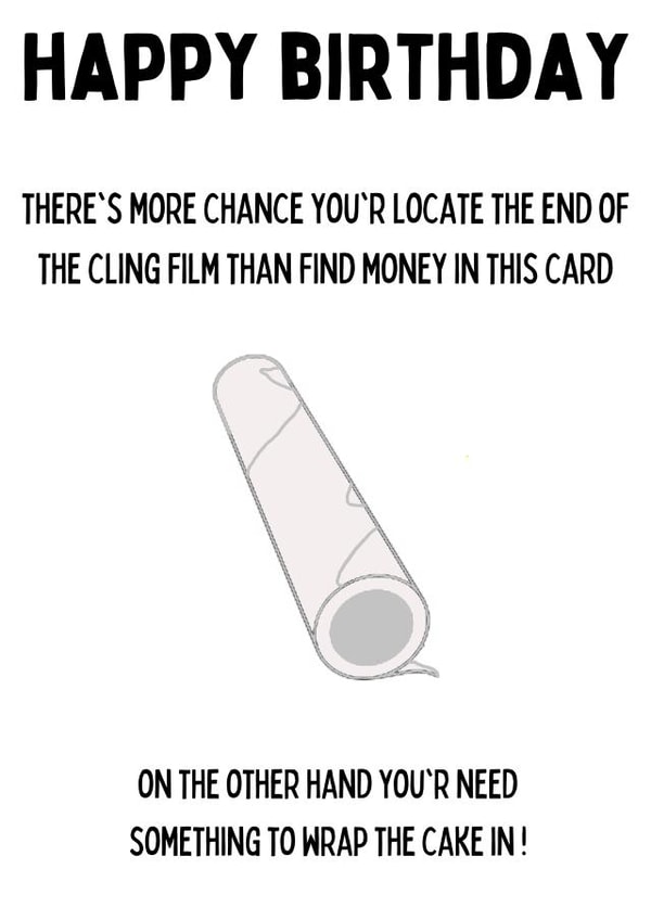 Notoriously difficult task of locating the end of cling film Birthday card. created by Jan Munro