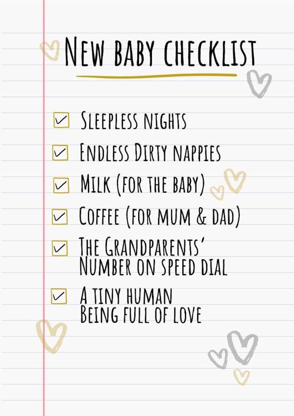 Funny new baby card for parents created by Pixie Paper Art