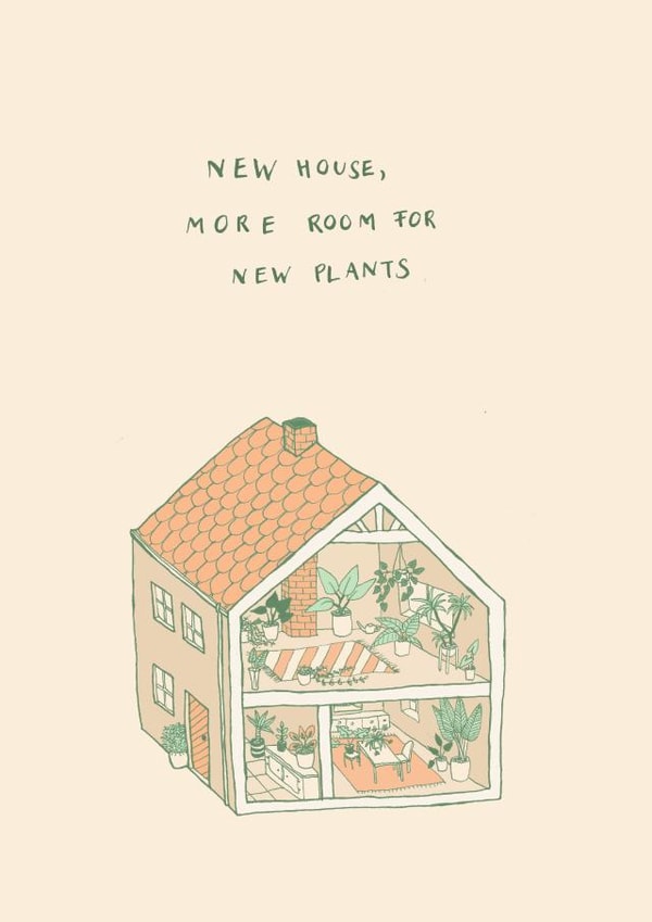 Pretty Plant House New Home Card - Plants - New House More Room For New Plants created by Bekka's Illustrations
