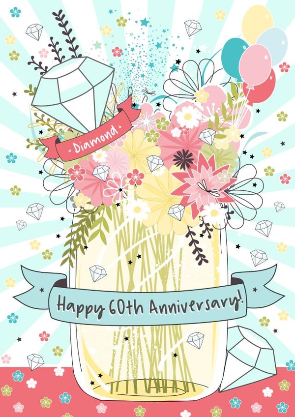 Pretty Diamond Anniversary Card - 60 Years - Happy 60th Anniversary created by Little Silverleaf