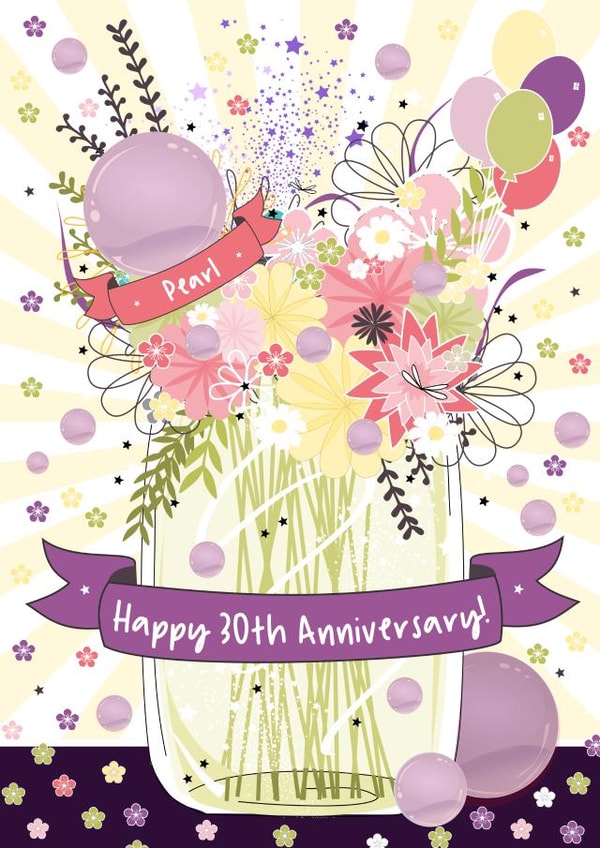 Happy 30th Pearl Wedding Anniversary Card created by Little Silverleaf