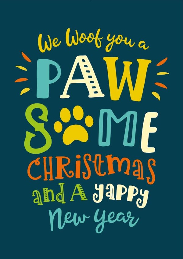 Pawsome doggie Christmas card for the dog lover | thortful