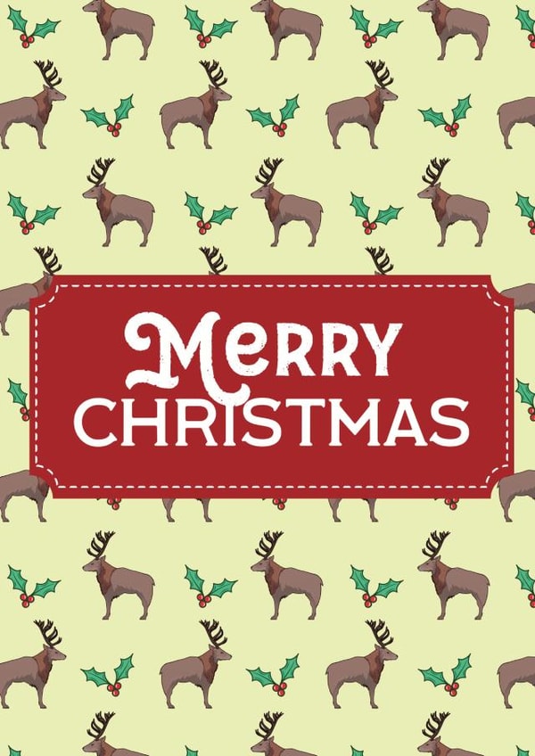 Merry Christmas Deer & Holly created by olliebrownillustration