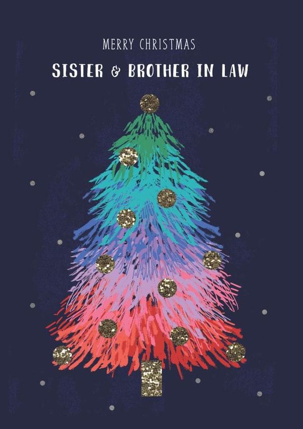 Sister and Brother in Law - Rainbow Tree - Fun - Modern - In Laws - Family - Glitter - Christmas Card created by Rebecca Prinn