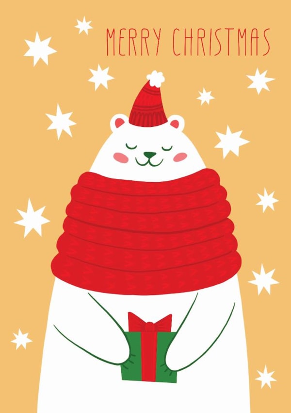 A cute polar bear Christmas card created by Natalia Ryapolova