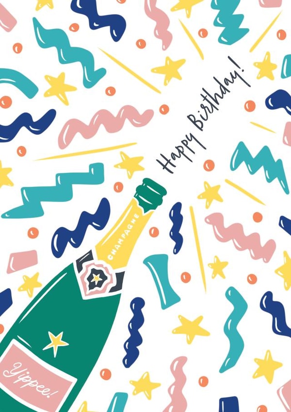 Colourful Confetti and Champagne Birthday Card created by Inky Acorn Designs