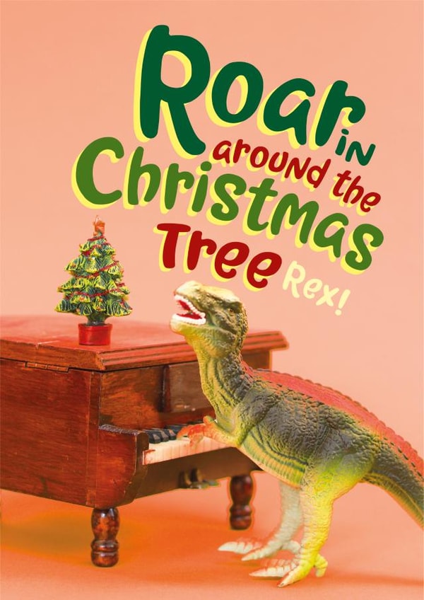 Funny dinosaur Christmas song card  created by The Supermodels