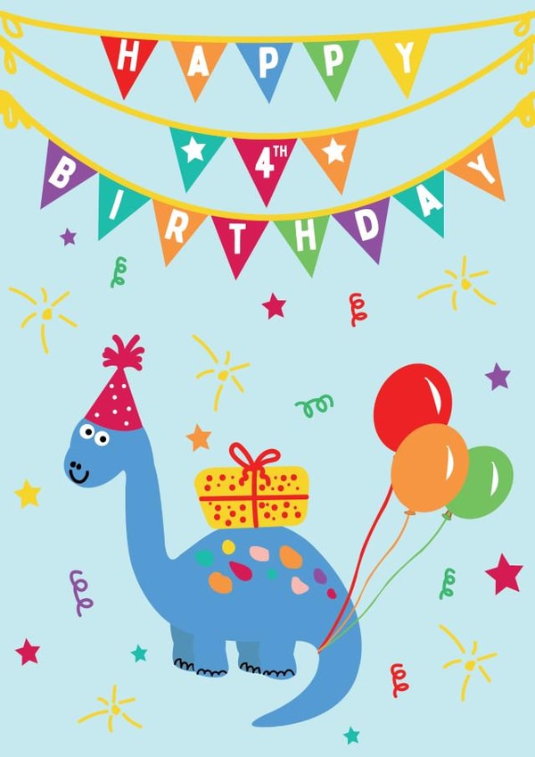 Dino 4th Birthday Card created by @Laura Lonsdale Designs