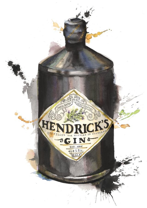 Hendrick's Gin Bottle created by Georgina Luck Illustration