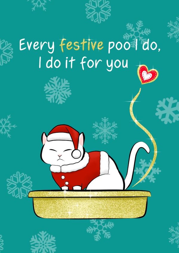 Festive Poo For You - Santa Cat Christmas card created by Tessa Cheung