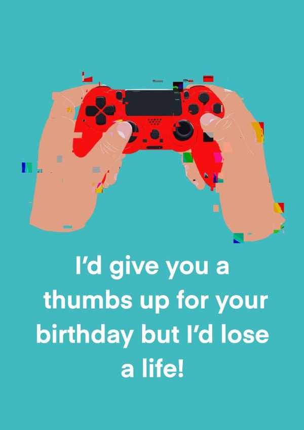 Teen gamer PlayStation funny birthday card created by Julie Costello