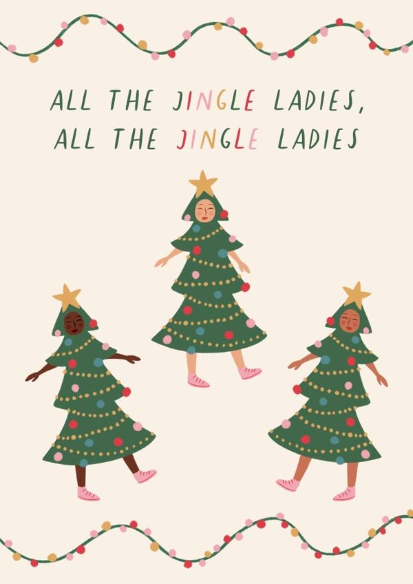 'All The Jingle Ladies' Beyonce Song Pun Christmas Tree Card created by Flourish Paperworks