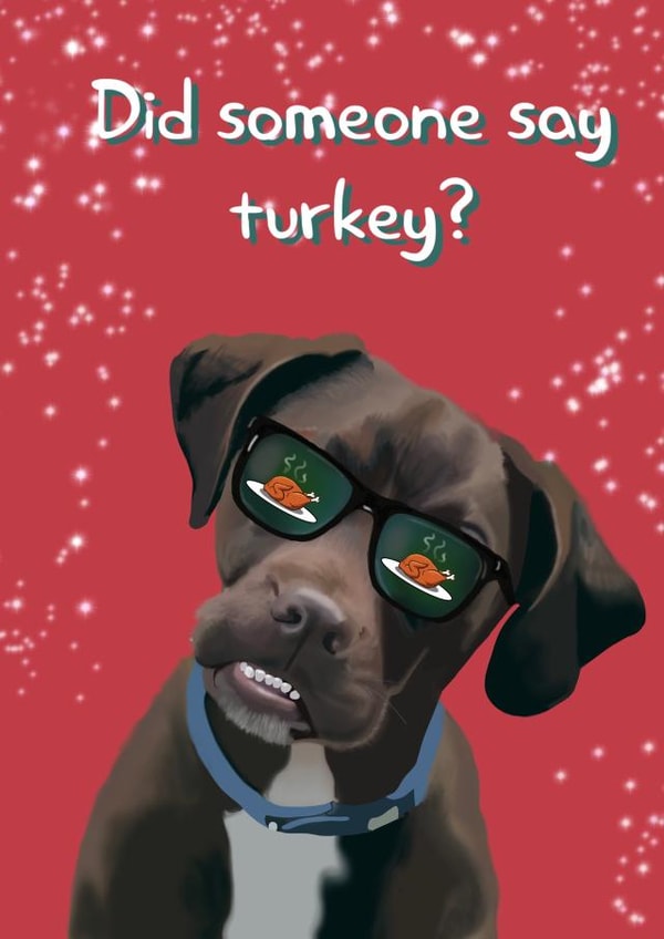 Dog in Christmas sunglasses card created by Yamaste Art