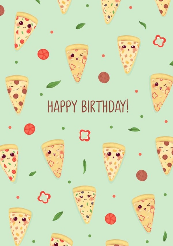 Pizza Birthday card created by Evie Garnett Designs