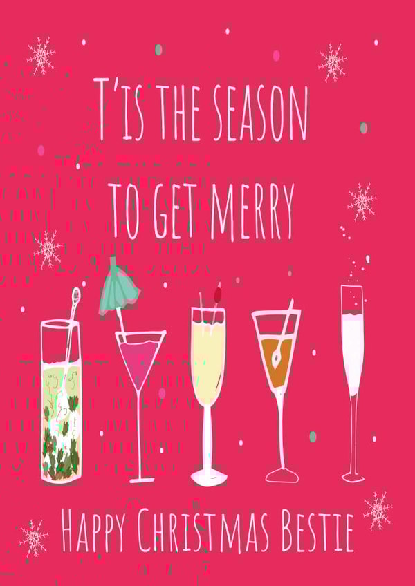 Bestie cocktail Christmas card created by Missycards