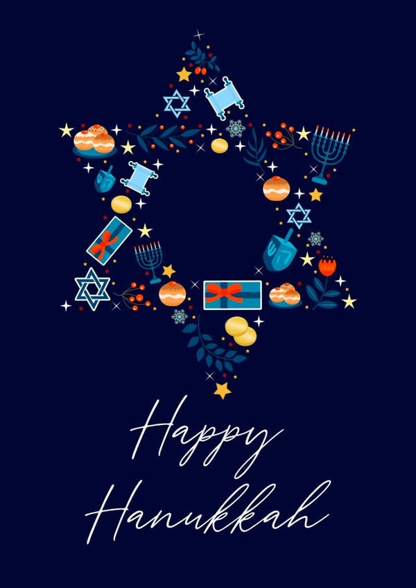 Happy Hanukkah Christmas Card created by The Girl Next Draw Cards