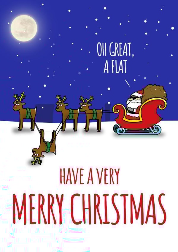 Santa's Flat Reindeer Christmas Pun created by NerdShizzle