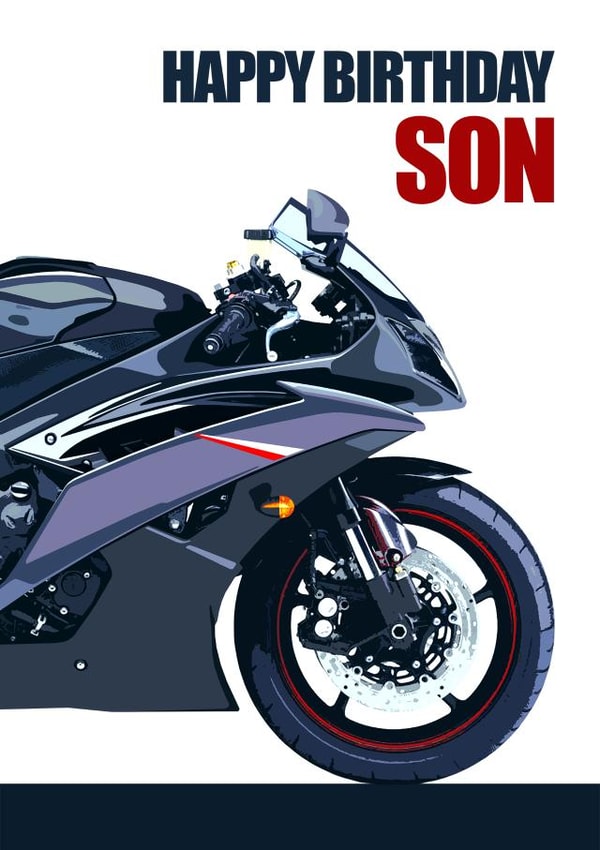 MOTORBIKE SON Birthday Card created by RetroMotion Artwork