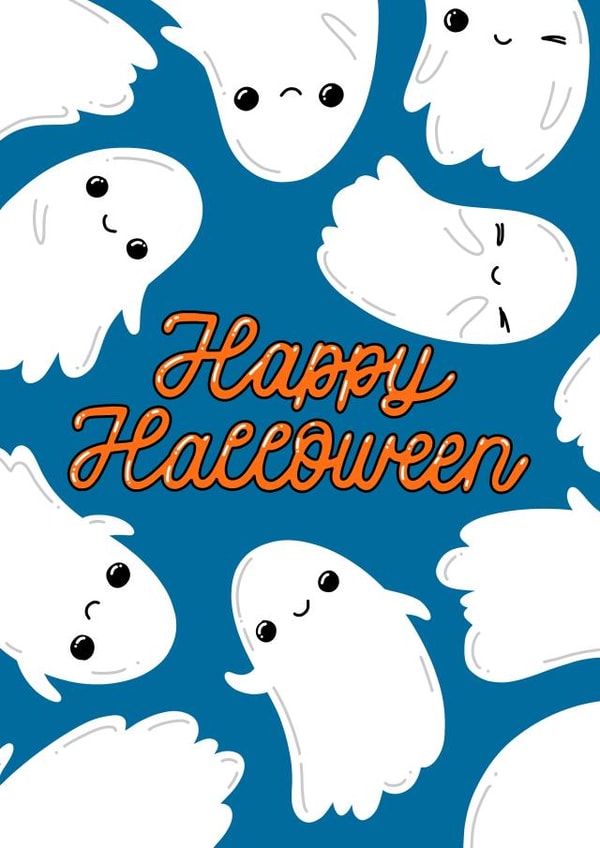 Happy halloween cute ghost greeting card created by Lena Lapina
