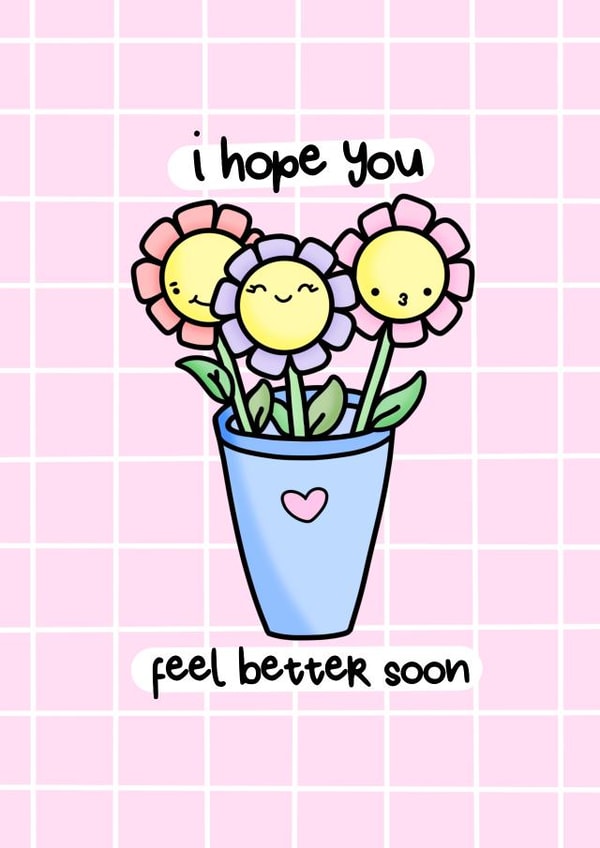 Get Well Soon cute flowers card  created by OkayDoodle
