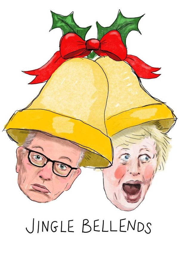 Jingle Bellends Christmas card created by Rosie Johnson Illustrates