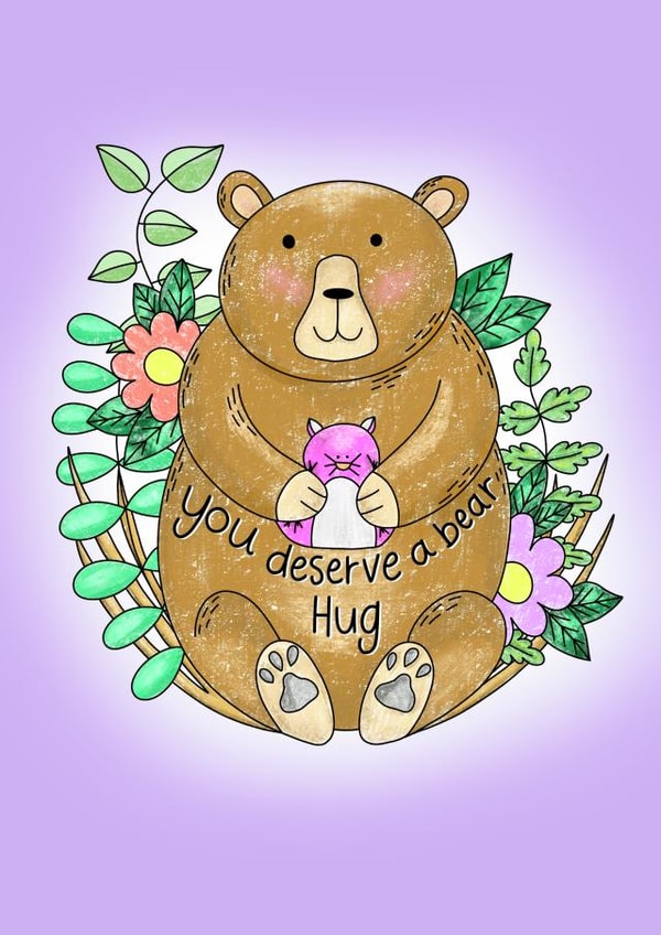 You Deserve a Bear Hug bear love and friendship card created by Isabella Illustrations