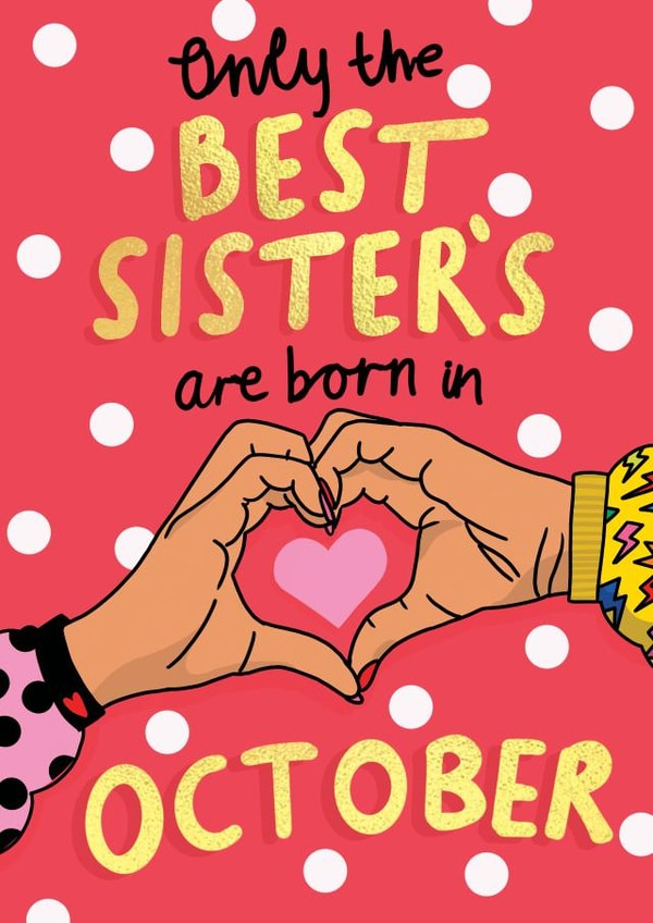 Best Sister October Birthday Card created by NICHOLA COWDERY ILLUSTRATIONS
