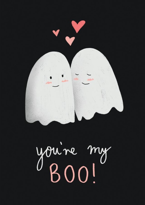 Cute Ghost Pun Anniversary Card - You're My Boo created by Emily Nelson