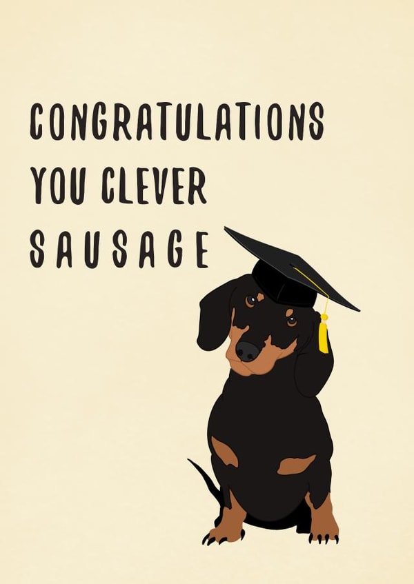 dachshund card for your new graduate - celebrate their achievements created by Artzen Island