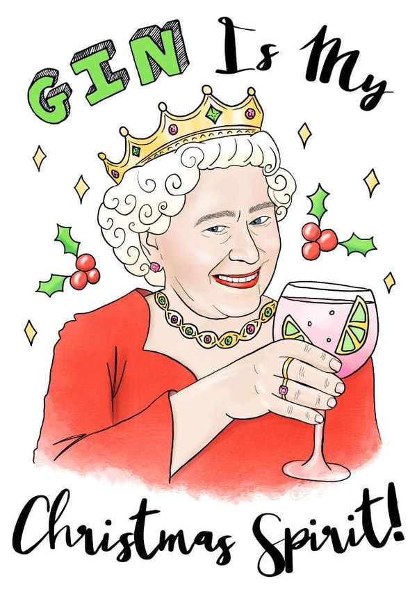 The Queen's Gin Christmas Card created by Sketchy Print Co