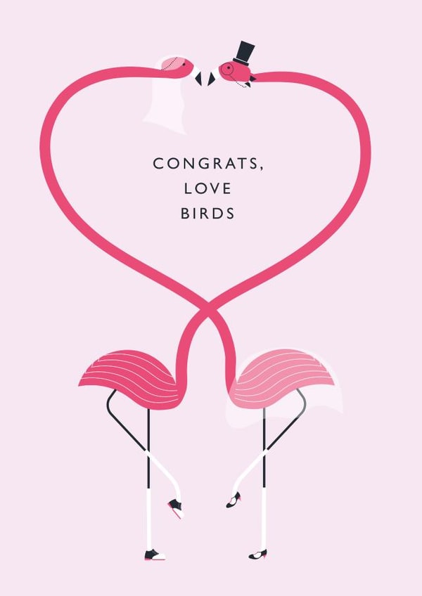 Flamingo Wedding Elegant Minimal Illustrated Card created by Betiobca