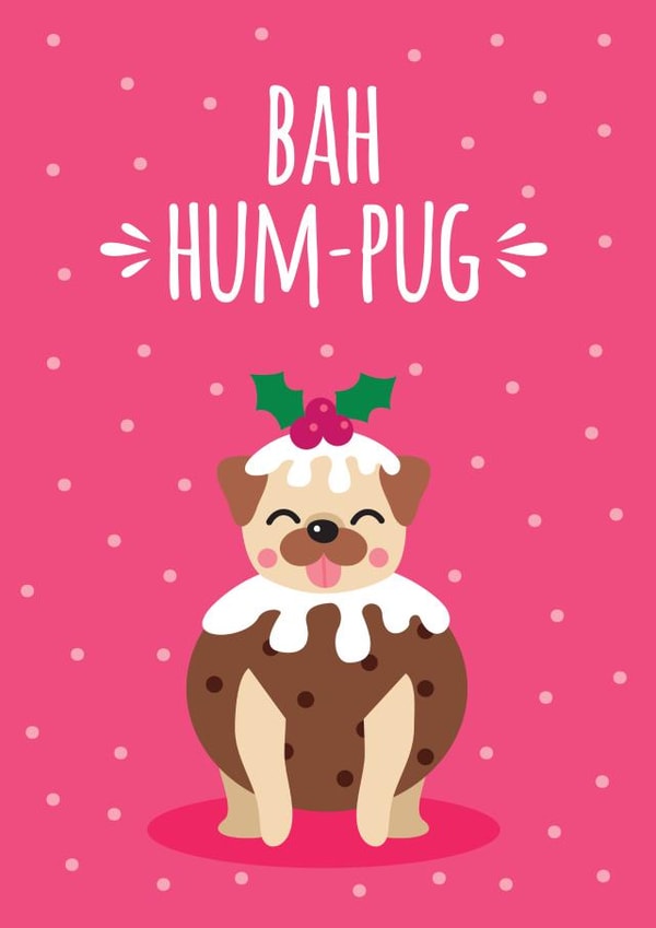 Pug dog funny Christmas card created by Blush & Blossom 