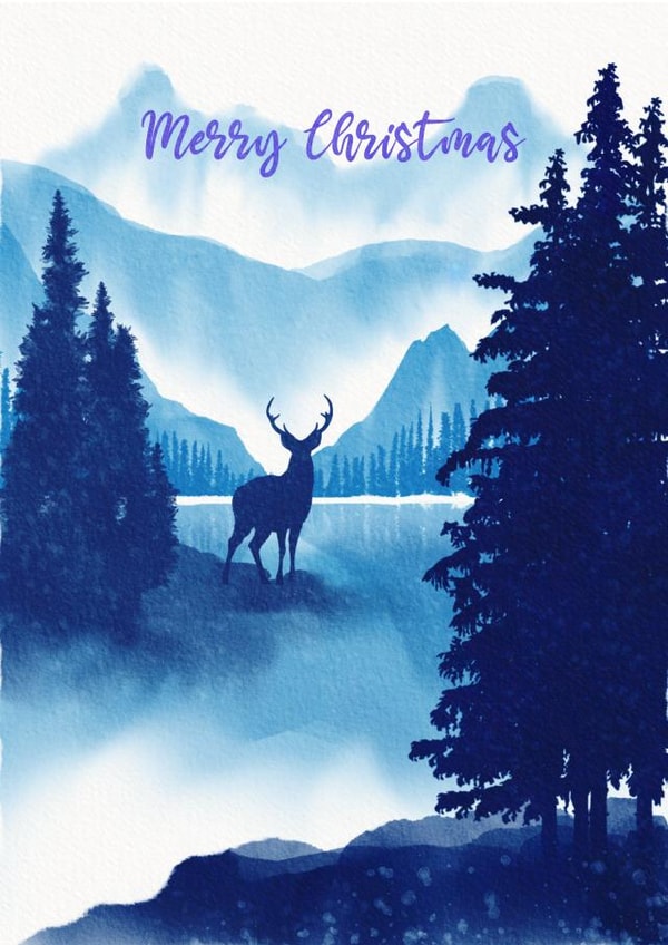 Reindeer Watercolour Christmas Card created by Dark Finch