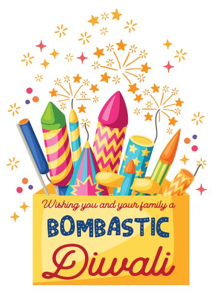 Happy Diwali firework card card