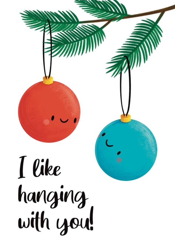 I Like Hanging With You Xmas Card created by Sophie Kent Illustration