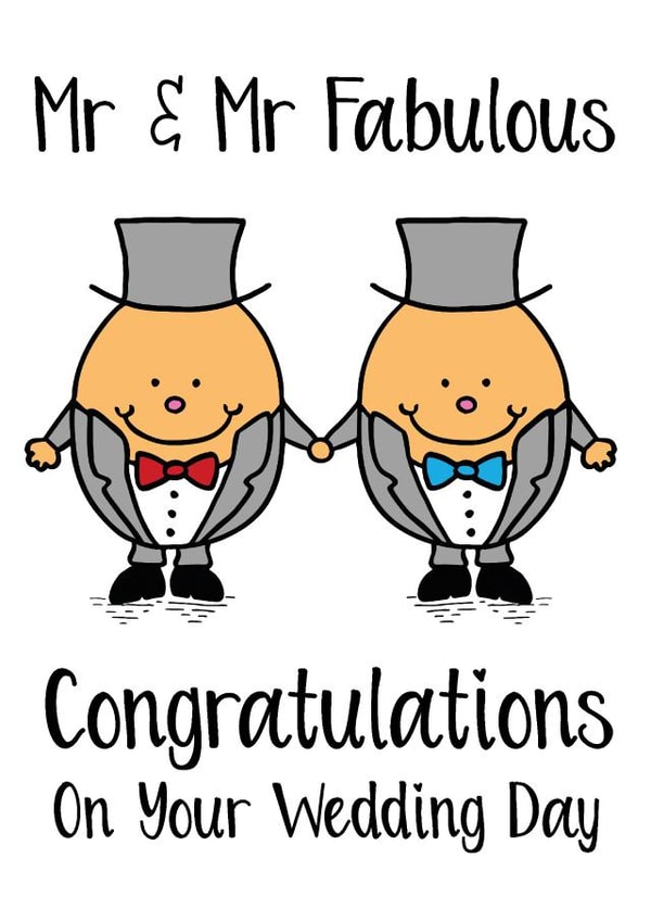 Mr & Mr Fabulous Gay Wedding Day - Congratulations Card - Civil Ceremony - LGBT created by Knick Knack Crafts